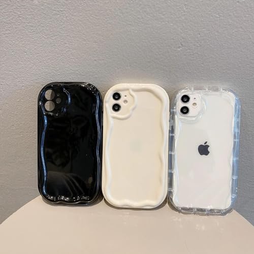 Image of KC Back Cover for Samsung Galaxy A35 5G Curly Wave Frame Shape Shockproof Bumper Soft Silicone Case with Camera Protection (Transparent)