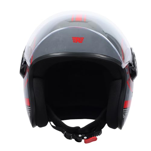 Image of ROYAL ENFIELD Copter Live to Ride Open FACE Helmet Grey & RED M
