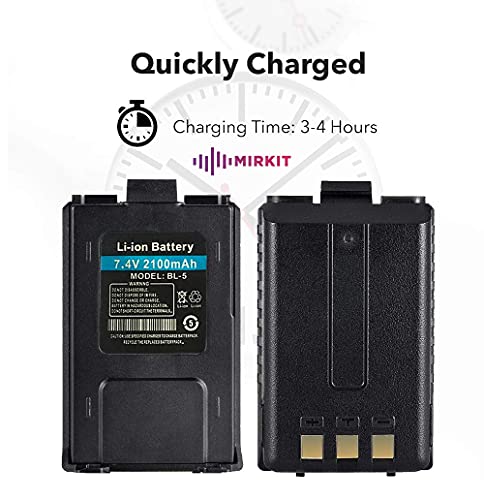 Mirkit Baofeng Battery Bl-5 Li Ion 7.4V 2100Mah For Two-Way Ham Radio Uv-5R V2+ Bf-F8Hp Rechargeable Extended Batteries, Accessories And Parts For Radios Radio Usa Warranty #TOP7