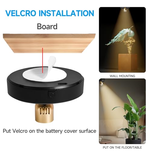 Image of Spotlight Battery Operated, Wireless LED Spot Light, Dimmable 5000mAh Recharging Battery Picture Light with Remote Control for Wall Plant Tree Indoor Wall Display Painting Dartboard Artwork, 2 Pack
