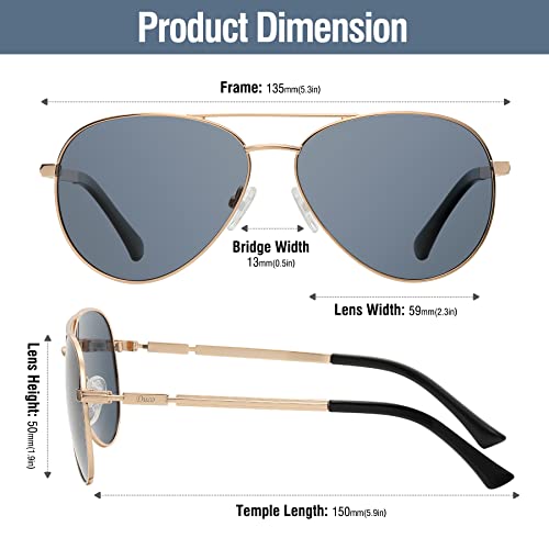 Image of DUCO Aviator Sunglasses Polarized for Men Women 3025K | UV400,Metal Frame, Durable and Sturdy,Comfortable, for Driving Daily, Golf, Fishing