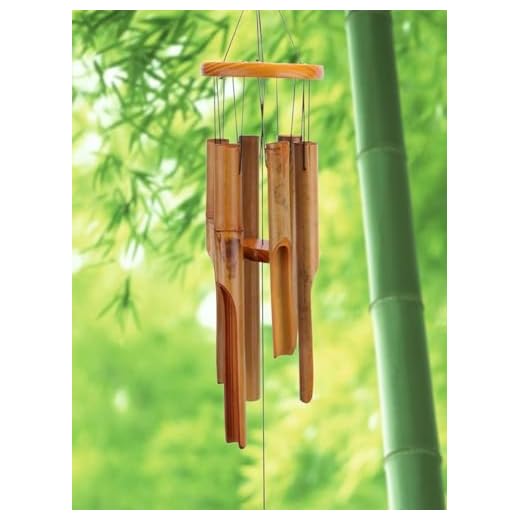 Taman Bamboo Wind Chimes, Outdoor Wooden Windchimes for Outside Handcrafted Memorial Sympathy Gift for Garden, Patio, Home or Outdoor Decor, 32"