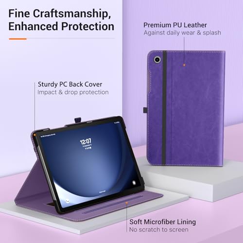Image of MoKo Case for Samsung Galaxy Tab A9 Plus 11 Inch 2023, Purple Violet | PU Leather Case for Samsung Tablet with Hand Strap and a Front Pocket, Auto Wake /Sleep, 2 Angles, Magnetic Stand Cover