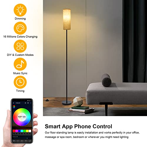 Neoglint Rgb Floor Lamp For Living Room, 10W Led Floor Lamp With Remote & App Control, 67.7'' Dimmable Modern Tall Standing Lamp With Timer For Bedroom, Office, Kids Room (Rgb Bulb Included) #TOP1