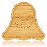 WILLKOMMEN Plateau de Service Halloween, Planche à Charcuterie en Forme de Fantôme, Plateau en Bambou 25 x 22 cm pour Enfants - Assiette à Fromage Effrayante pour Fêtes et Service​