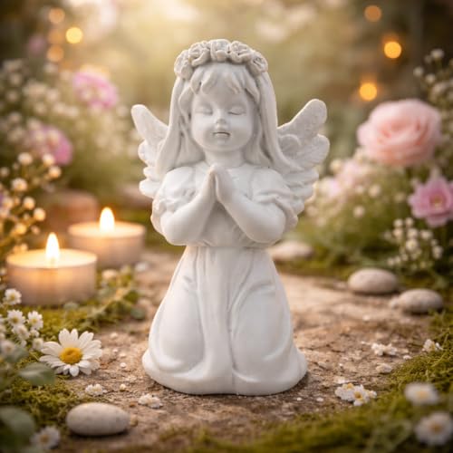 Image of CraftVatika White Praying Angel Cherub Figurine Set - Elegant Home Decor Showpiece for Living Room, Bedroom & Office Premium Decorative Statue Perfect for Anniversary, Housewarming, Christmas Gift