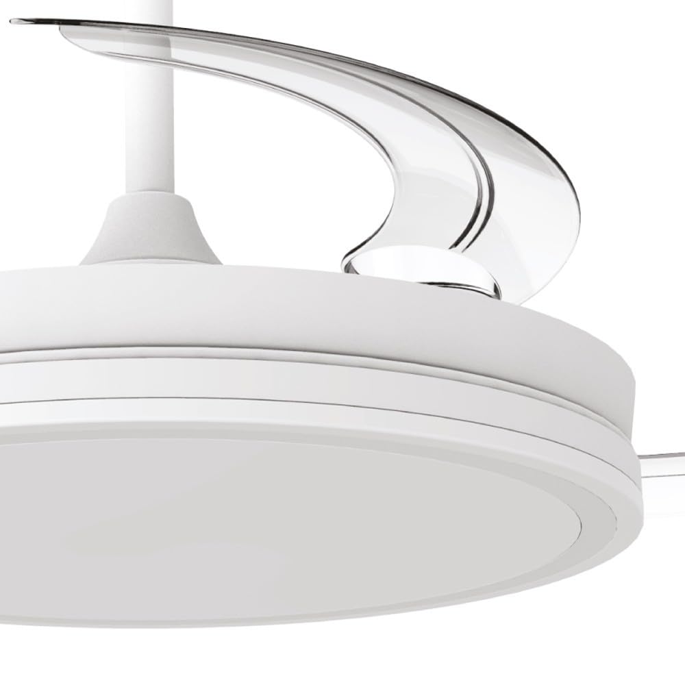 Ventilatore LED pale pieghevoli Miso Evo bianco 72 W con memoria di accensione, APP, telecomando CCT 3000-4000-6000 K, dimmerabile, silenzioso