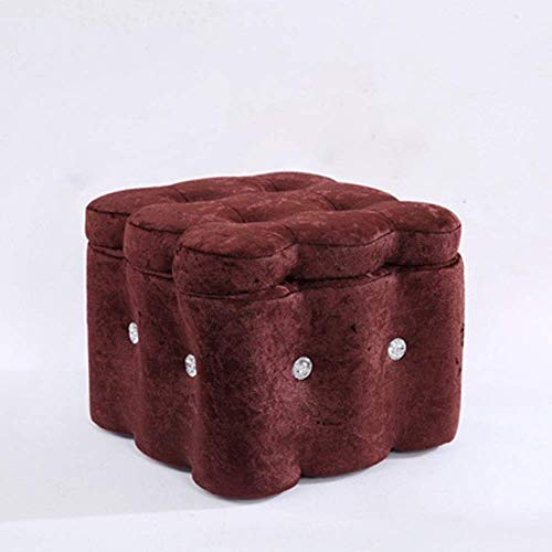 FAMEOYA Pouf poggiapiedi in Legno Europeo, Sgabello Quadrato portaoggetti per Soggiorno, Camera da Letto, Studio, Piccola Panca (Marrone Alto 11,41 Pollici)