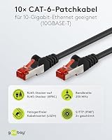 goobay 65979 CAT6 Netzwerkkabel im 10er Set/Patchkabel geschirmt S/FTP/CU Ethernet Kabel, PiMF, LSZH/Cat 6 Kabel mit 10Gbits / Schwarz / 10x 2m – Ansicht 2