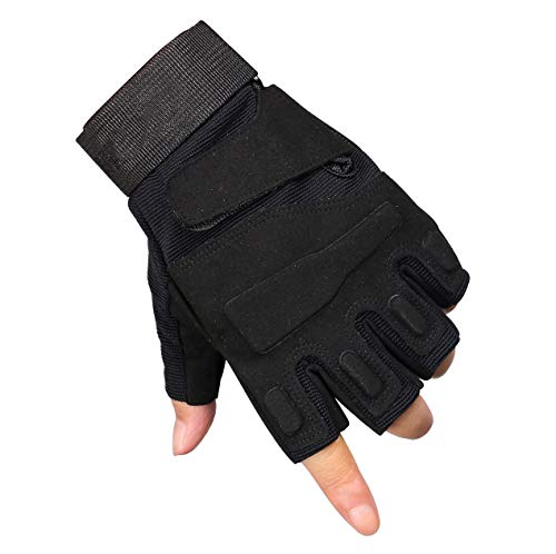 Luvas ThreeH Meio Dedos Protetoras Luvas Táticas de Motocicleta Esportivas ao Ar Livre GL06XL, Preto