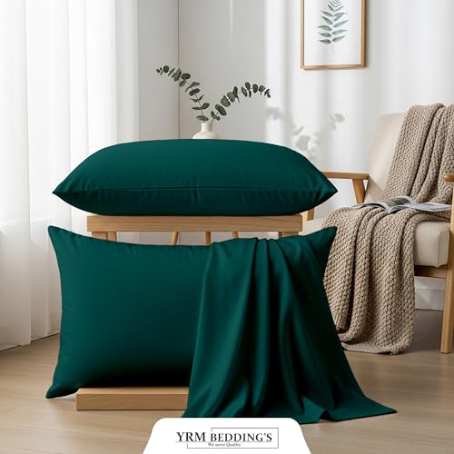 Image of YRM Bedding's - Egyptian Cotton 600TC Pillow Cover | Premium Pillowcases | Luxury Bedding-Export Collection | High Thread Count Durable & Breathable Covers - Teal | [17''x27''] Inches