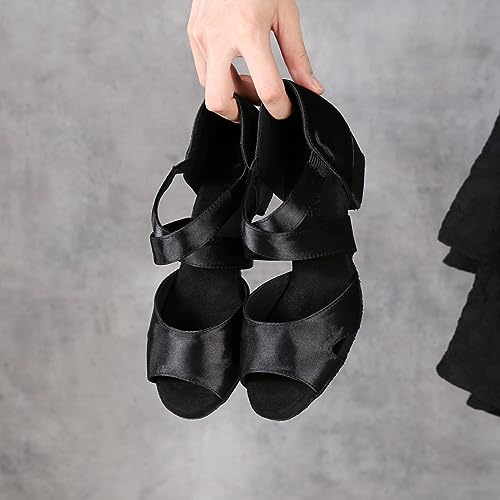 YYTing Women Swing Latin Ballroom Dance Shoes (Suede Sole, Elastic Closure) 1.5 inch Heel YT274