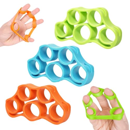 Androxeda 3 Pièces Renfort de Préhension de la Main, Entraîneur de Force pour Doigts, 6.6LB Vert, 8.8LB Bleu Lac, 11LB Orange, pour Rééducation, Musculation et Amélioration de la Prise