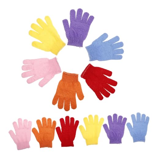 ASAKKURA 6pairs Exfoliating Bath Gloves Nylon Body Scrubber Mitts for Deep Cleansing and Relaxation for Daily Use Soft and Comfortable for All Skin Types
