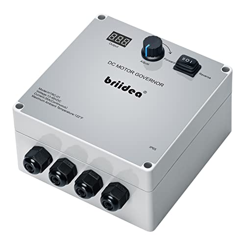 PWM Controller, Briidea DC 12-48V 35A Waterproof Motor Speed Controller with Forward-Brake-Reverse Switch, Adjustable Potentiometer and LED Display, Easy Assembly, Perfect for Trolling Boat Motor