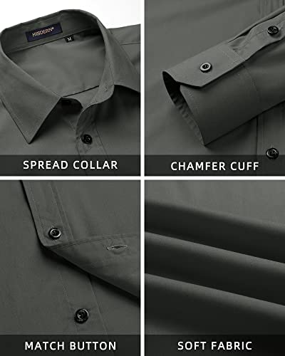 Image of HISDERN Mens Dress Shirt with Tie Pocket Square Set Classic Button Down Shirt Matching Tie Long Sleeve Shirts