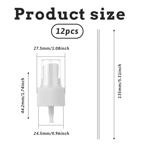 6 Pack Spray Bottle Top, Spray Bottle Nozzle Sprayer Tops Replacement Pump Plastic for Essential Oil Bottles, White2