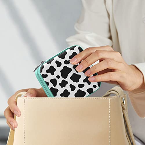 Pjginuiua Cow Print Square Travel Jewelry Box Pu Leather Small Jewelry Organizer For Women Girls Portable Travel Jewelry Case (Green) #TOP2