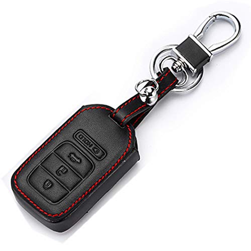 New Black Genuine Leather accessories Smart Remote 4 Buttons Key Keyring Chain Holder Cover Case Fob For Honda Pilot Accord Civic CR-V CR-Z HR-V