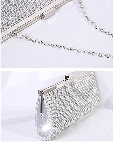 RajoNN Damen-Abendhandtaschen, Damen-Clutch, Strass-Tasche, Party-Kettentasche (Gold)