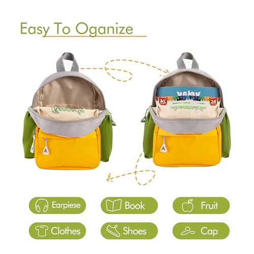 Small Daycare Bus Backpack with Large Water Bottle Packets Custom Yellow Backpack with Name Lightweight Embroidery Bag with Multiple Pockets,Adjustable Shoulder Strap for Travel (Yellow)4