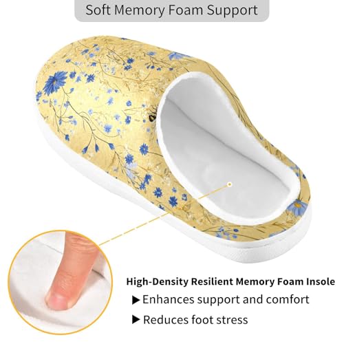 JUNZAN Chic Cornflower Gold Mens Home Cotton Slipper Non Skid Memory Foam Foam Slippers for Outdoor Birthday Presents 6-72