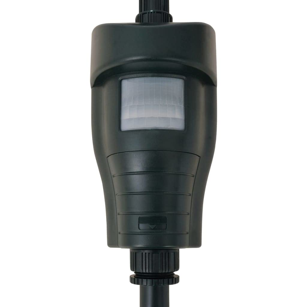 Ahuyentador de agua con sensor PIR verde oscuro, material ABS, alcance 10 m, cobertura de 100 m², altura regulable, con conexión de manguera, repelente de animales para jardín y exterior