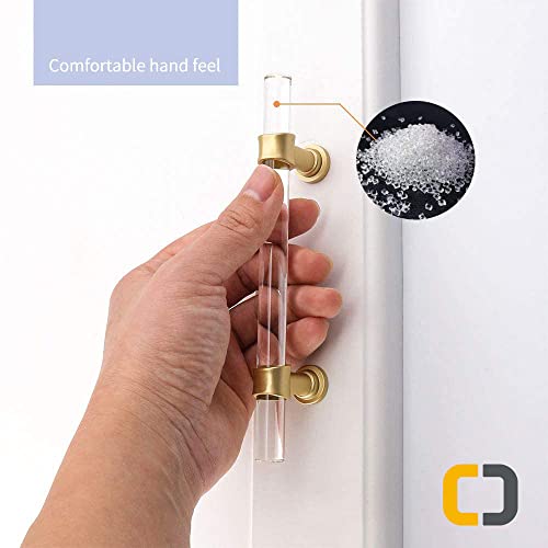 Goldenwarm 5 Pack 3 Inch Acrylic Drawer Pulls Gold Cabinet Handles Acrylic Cabinet Pulls Clear Glass Hardware for Dresser Drawer by Goldenwarm - Image 3