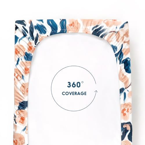 Image of GRSSDER Stretch Ultra Soft Jersey Knit Changing Pad Cover Set 2 Pack, Change Table Pad Covers Fit 32 inch /34 inch x 16 inch Pads Safe and Snug, Beautiful Blush Floral Print for Girls