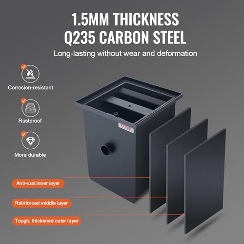 Vevor COMMERCIAL GREASE TRAP 8 LBS Commercial Grease Trap, 8 Lbs Grease Interceptor, Side Inlet Interceptor, Under Sink Carbon Steel Grease Trap, 4.6 Gpm Waste Water Oil-Water Separator, For Restaurant Canteen Home Kitchen thumb #2