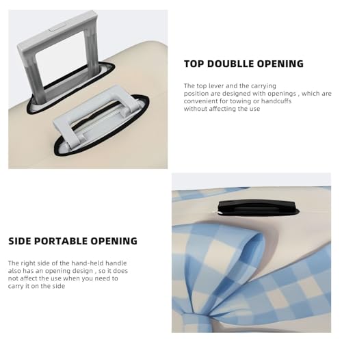 Travel Luggage Covers,Blue And White Gingham Check Pattern Bow Thicker Elastic Suitcase Cover Dustproof Baggage Cover Scratch-Resistant Suitcase Cover Protector Fit 22-24 Inch Luggage Medium3