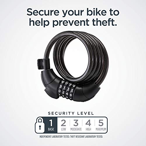Schwinn Anti Theft Bike Lock, Security Level 1, Combination Lock, 6 Foot , Black #TOP1
