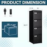 MIIKO 4 Drawer Filing Cabinets with Lock, Metal File Cabinet with 4 Drawers, Home Office File Folders Cabinet for Letter Legal A4 File Size - Image 3