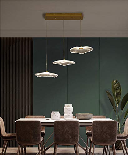 Lampe Suspendue LED Éclairage D'îlot Cuisine Moderne 3000K-6500K Suspension Acrylique Abat-Jour Loft Lustres Feuille Lotus Luminaire Plafond Créatif...