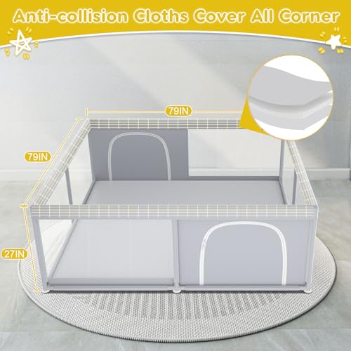 Fshibila 79 Inch×79 Inch Extra Large Baby Playpen, Baby Play Pen For Babies And Toddlers, Baby Play Yard For Indoor & Outdoor thumb #2