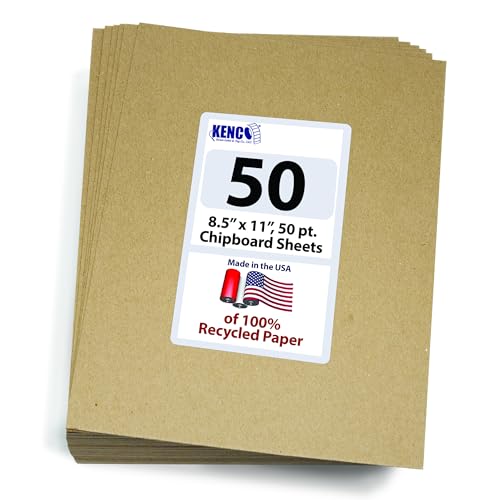 Chipboard Sheets 8.5" x 11" - 50 Sheets Per Pack Heavy Weight 50 Point Chip Board for Crafts and Backers -Great Alternative to MDF Board, Cardboard Sheets - Made in the USA (1)