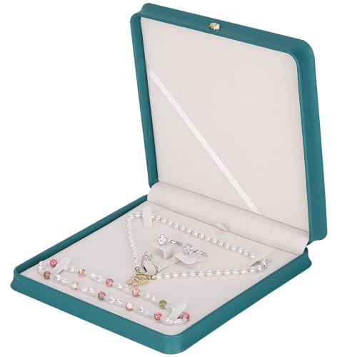 LETURE Large Jewelry Set Gift Box, Big Necklace Jewellery Set Storage Box, Elegant Gift Box For Bracelet Necklace Chain Earring Ring (PEACOCK BLUE) by LETURE - Used condition - US$13.62