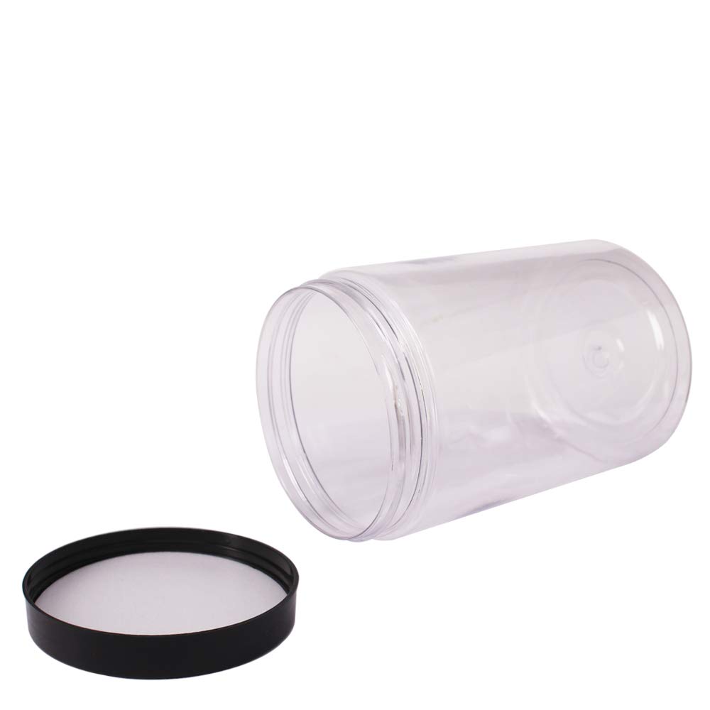 zmybcpack Plastikowe słoiki z pokrywkami, dodatkowe etykiety, 1 długopis, przezroczysty słoik PET do przechowywania żywności, szeroki otwór do przechowywania suchej żywności, orzeszków ziemnych