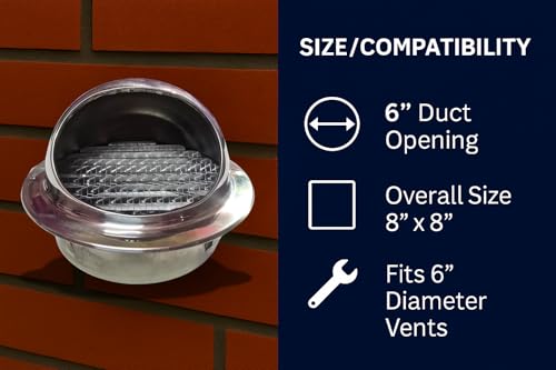 Image of 6-Inch Stainless Steel Dome Cowl Cover for Chimney /Exhaust /Vent Pipe - Anti-Pest Rain Guard Cap for Duct Outlet | Round Air Vent Cap | Fan Duct Cover for Kitchen /Bathroom (6-Iinch Steel Cap)