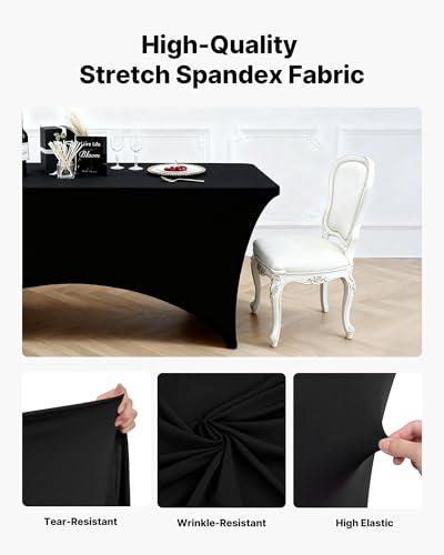 Nappe extensible sans pli solution table de banquet impeccable lot de 6 noires