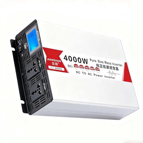 YORCME Conversor DC/AC de Onda Sinusoidal Pura de Alta Eficiencia 4000W - 8000W con Doble Puerto AC, Puerto USB y Pantalla LCD, para Respaldo Doméstico 4000W-60V