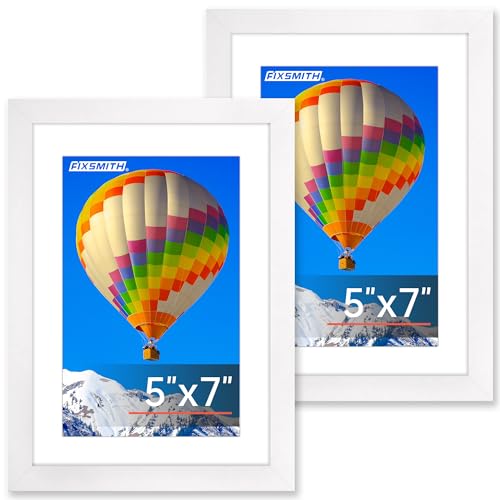 FIXSMITH 5x7 Picture Frame White Photo Frame with HD Plexiglass Display Pictures 4x6 with Mat or 5x7 Without Mat Multi Picture Frames Collage for Tabletop or Wall Display 2 Pack