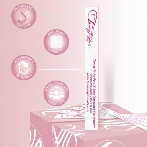 Tammy Taylor 100/180 Grit Nail Files for Acrylic Nails | Peel and Stick Disposable Zebra Coarse Nail File for Shaping Nail Art and Acrylic Nail Powder w/Professional Emery Boards for Nails | 50 Pack - Thumbnail 7