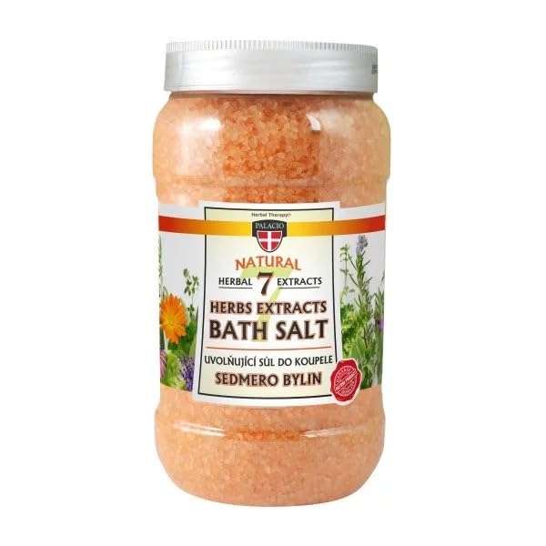 Palacio Sales de baño de 7 hierbas con eucalipto, sin aceite mineral, parabenos ni silicona, 1,2 kg