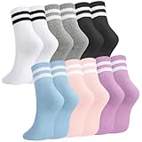 Utensilsto 6 Paare Socken Herren Damen, 39-42 Sportsocken Tennissocken Streifen Baumwolle Sport Socken für Damen Herren, Schwarz, Grau, Weiß, Blau, Lila, Rosa