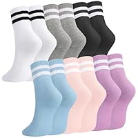 Utensilsto 6 Paare Socken Herren Damen, 39-42 Sportsocken Tennissocken Streifen Baumwolle Sport Socken für Damen Herren, Schwarz, Grau, Weiß, Blau, Lila, Rosa