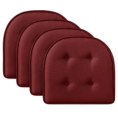Basic Beyond Chair Cushions For Dining Chairs 4 Pack, Memory Foam Chair Cushion With Non Slip Backing, 17X16 Inches Kitchen Chair Pads(Burgundy) #TOP23