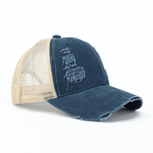 Image of Trucker Hat Distressed Baseball Cap Golf Cap Adjustable Sportswear Hat for Men Women Unisex