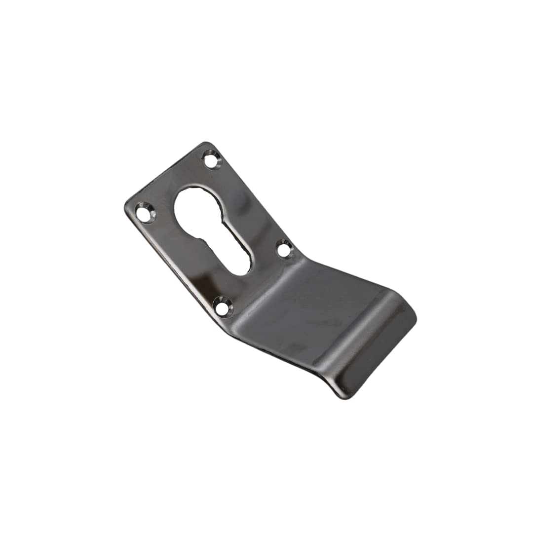 Vibe Silver Cylinder Pull Euro 90X45mm On Polished Stainless Steel, Front Door Pull For Use On Doors For Security, Cylinder Lock With Curved Finger Grip, Latch Pull, Front Door Handle For Cylinder Locks