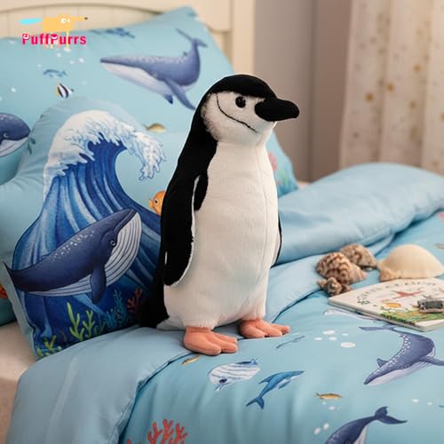 Peluche pingouin à jugulaire de 28cm - doudou réaliste